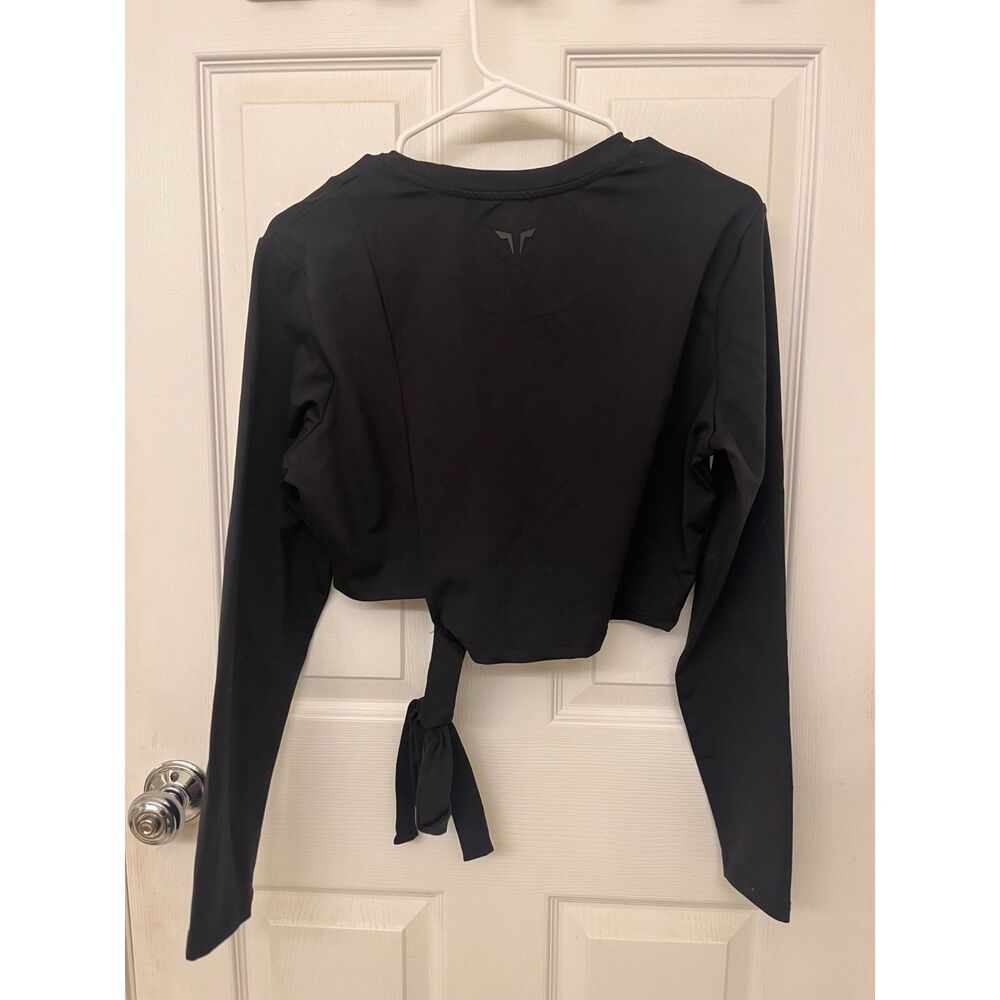 SQUATWOLF Black Tie Waist Crop Workout Top L